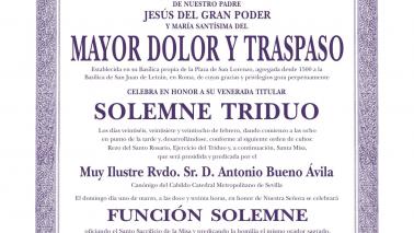 Solemne Triduo y Función a María Santísima del Mayor Dolor y Traspaso