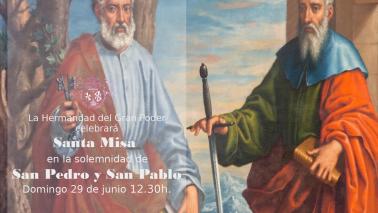 Santa Misa Solemne en la festividad de San Pedro y San Pablo, domingo 29 de junio a las 12:30h
